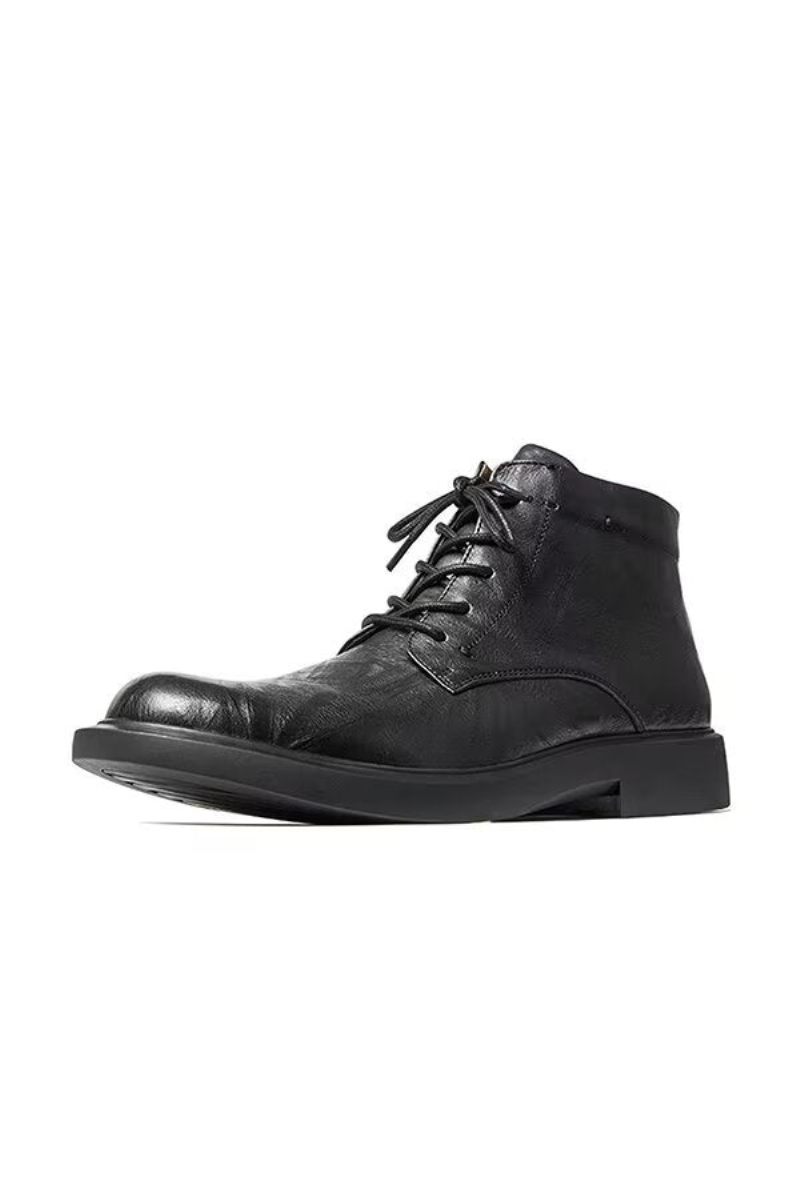 Herrenstiefel Roundtoe Lederstiefel - Schwarz