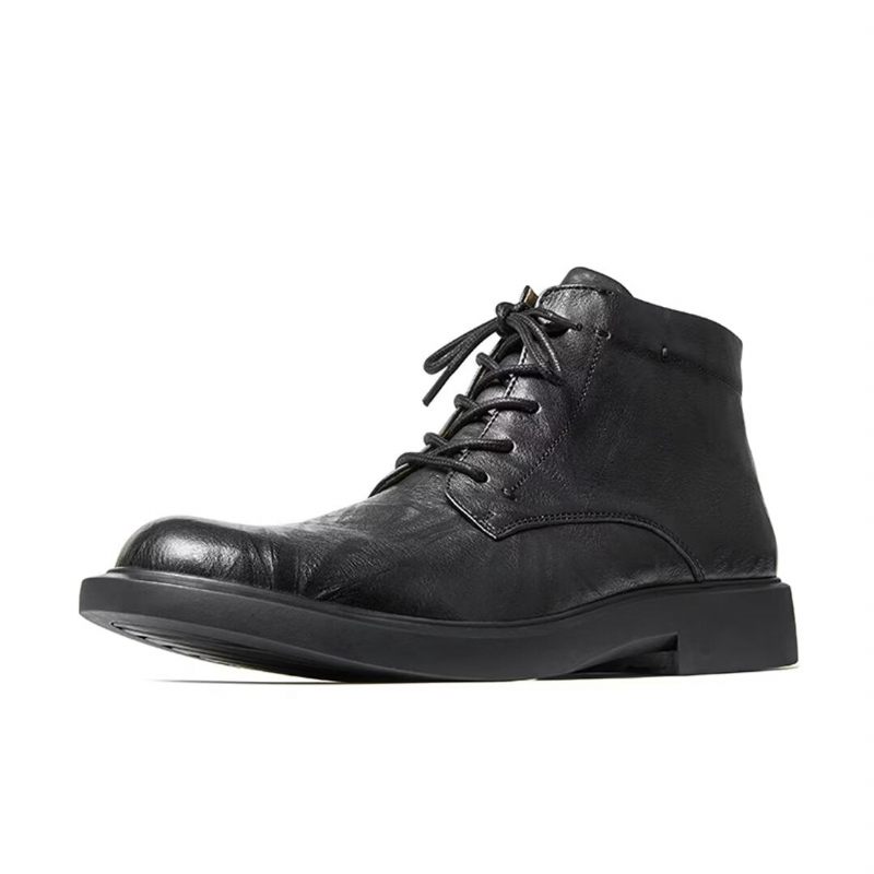 Herrenstiefel Roundtoe Lederstiefel - Schwarz