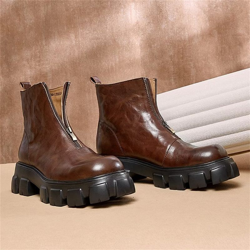 Herrenstiefel Schaffell Schick Reißverschluss Vintage Martin Stiefel - Braun