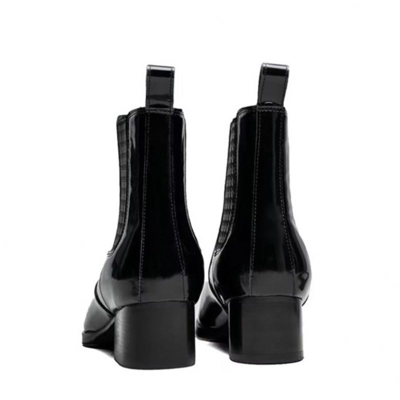 Herrenstiefel Schicke Chelsea-stiefel Aus Leder Mit Spitzer Zehenpartie - Schwarz