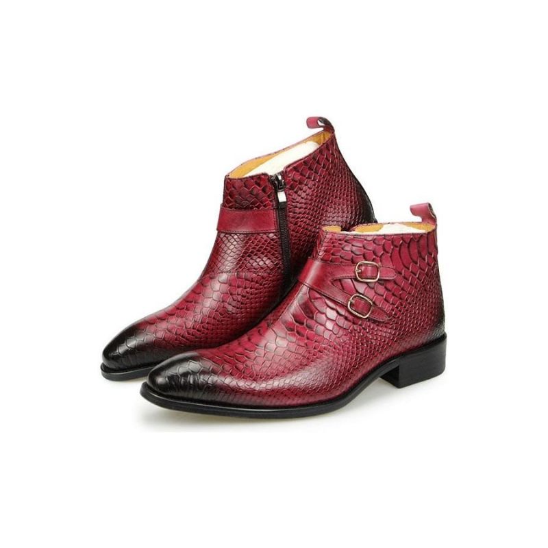 Herrenstiefel Schicke Croctex-stiefel Mit Spitzem Zehenbereich Und Reißverschluss - Rot