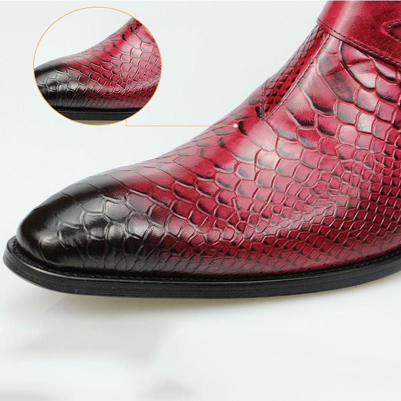 Herrenstiefel Schicke Croctex-stiefel Mit Spitzem Zehenbereich Und Reißverschluss - Rot