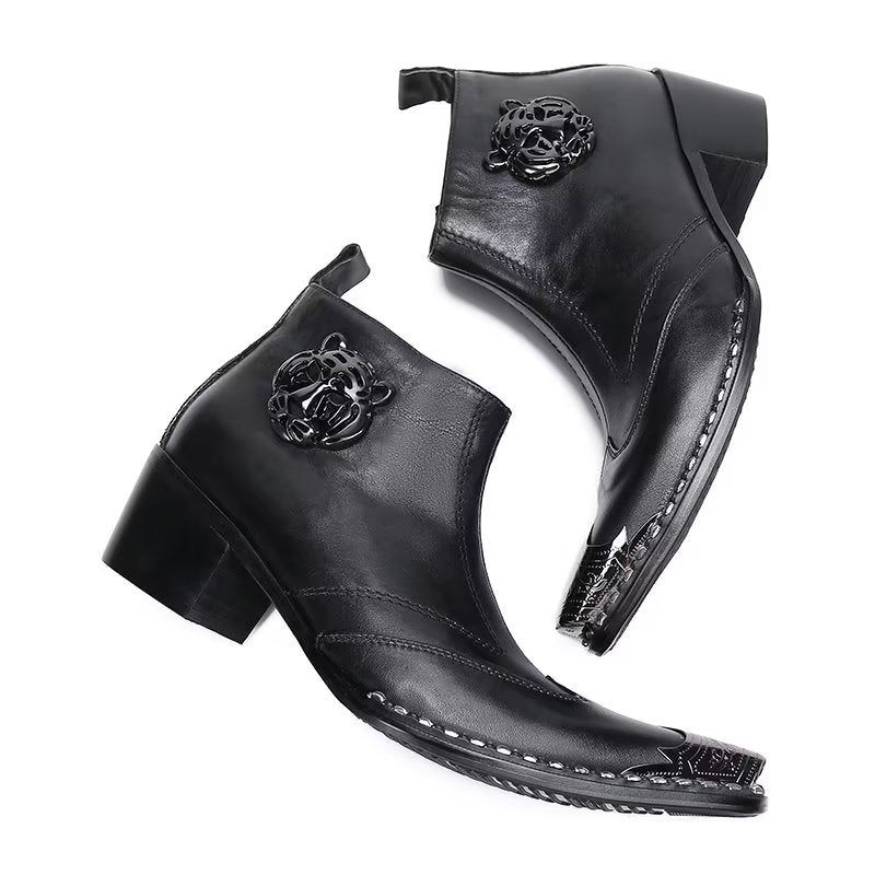 Herrenstiefel Schicke Lederstiefel - Schwarz