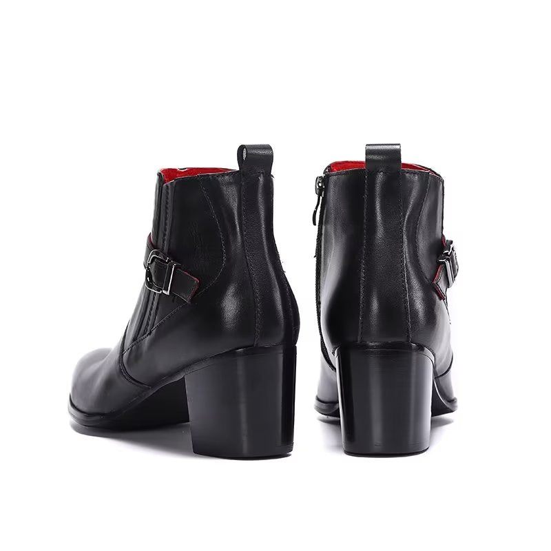 Herrenstiefel Schicke Power-stiefeletten Aus Leder - Schwarz