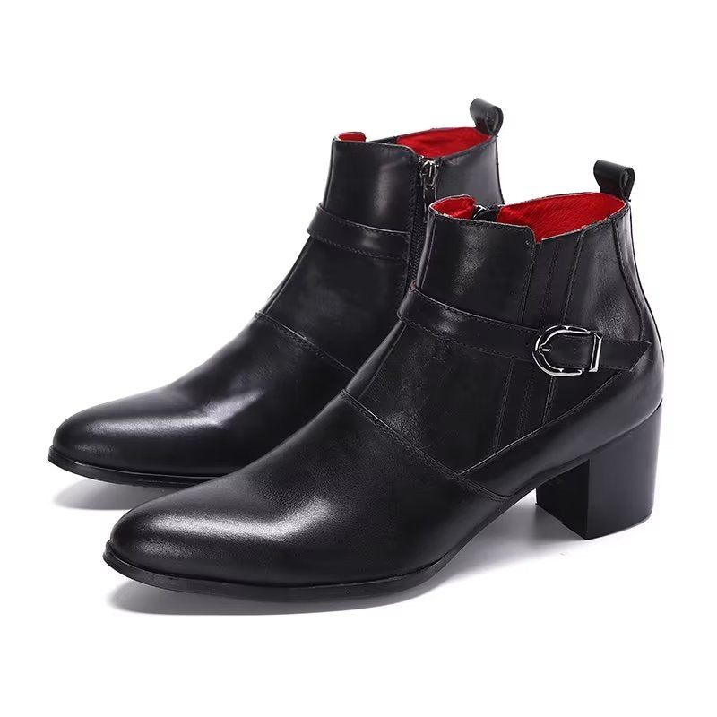 Herrenstiefel Schicke Power-stiefeletten Aus Leder - Schwarz