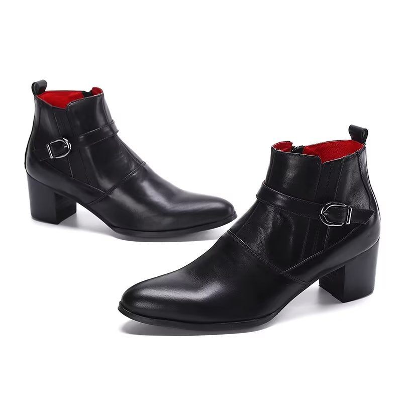 Herrenstiefel Schicke Power-stiefeletten Aus Leder - Schwarz