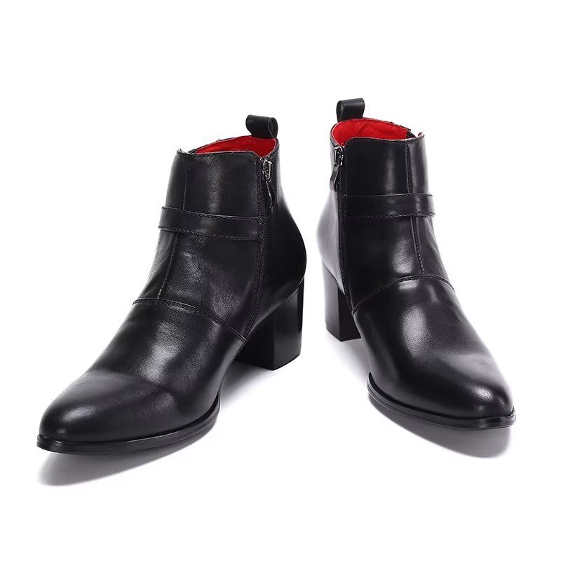 Herrenstiefel Schicke Power-stiefeletten Aus Leder - Schwarz