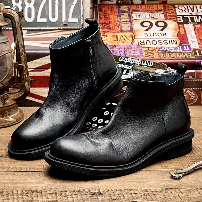 Herrenstiefel Schicke Slip-on-stiefeletten - Schwarz