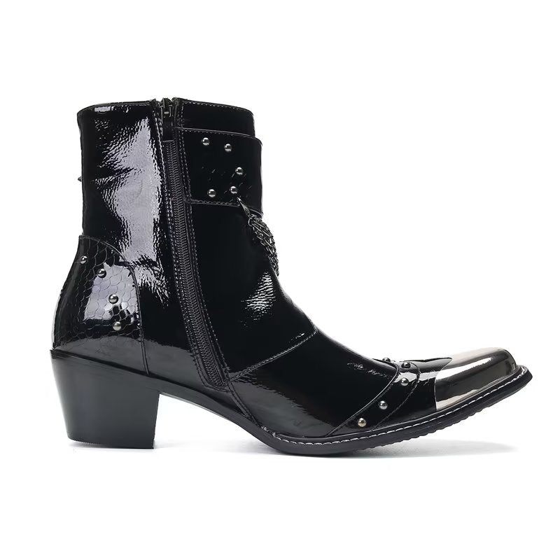 Herrenstiefel Schicke Soiree-booties Aus Leder - Schwarz