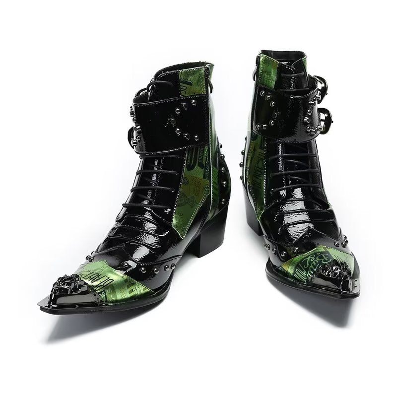 Herrenstiefel Schlankes Design Spitze Zehenstiefel - Grün