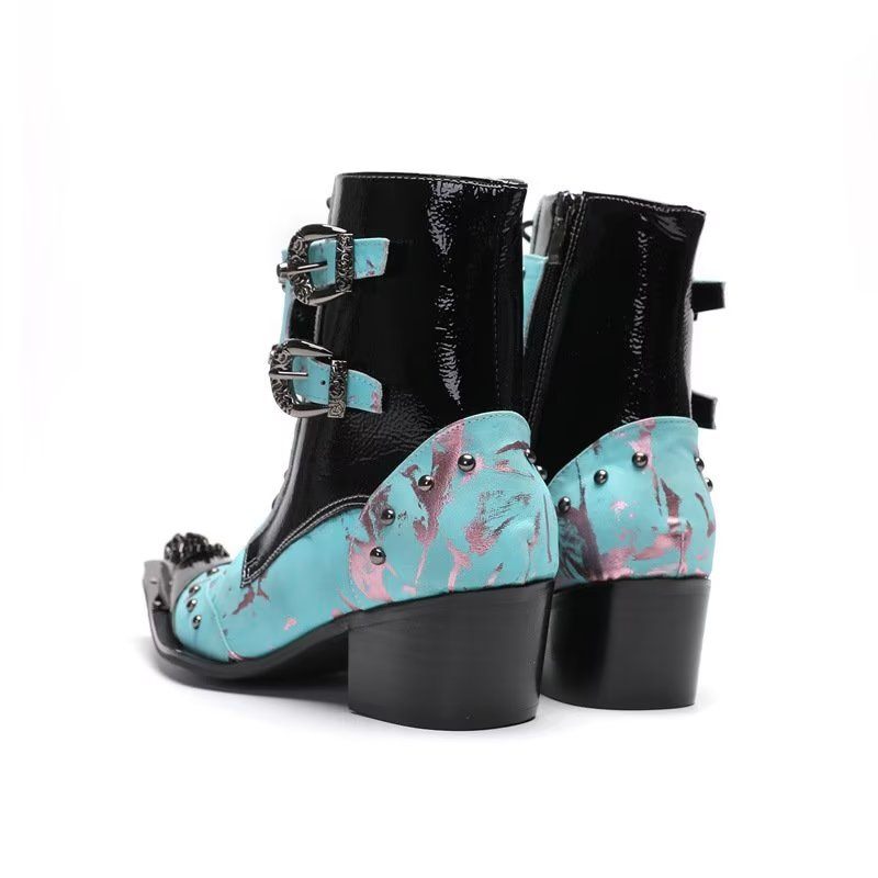 Herrenstiefel Schlankes Design Spitze Zehenstiefel - Blau