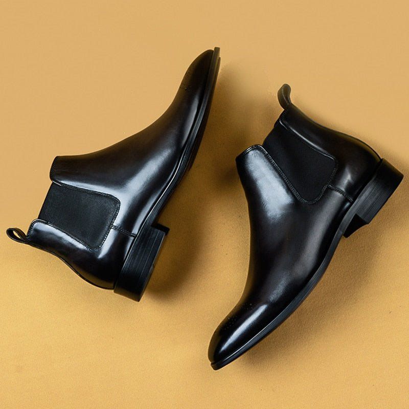 Herrenstiefel Slip-on-stiefeletten Mit Flachem Absatz - Schwarz