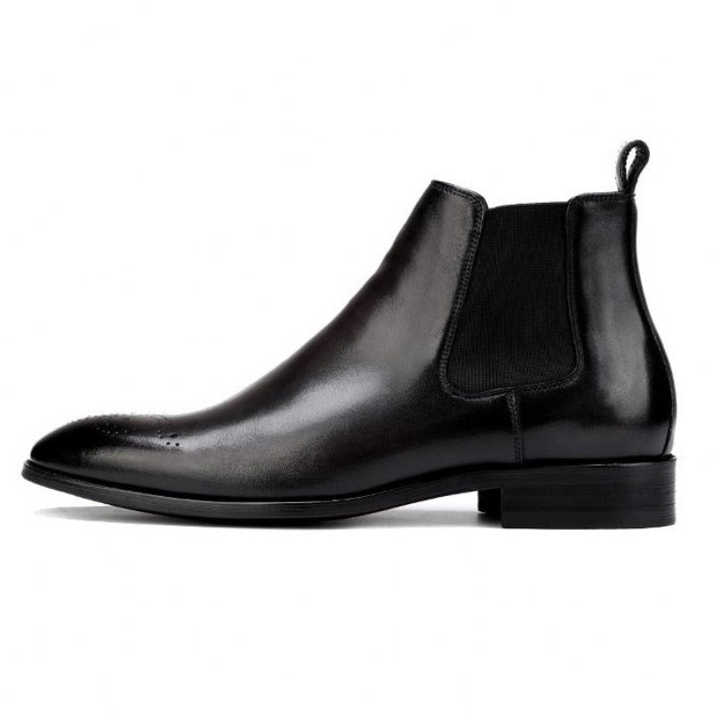 Herrenstiefel Slip-on-stiefeletten Mit Flachem Absatz - Schwarz