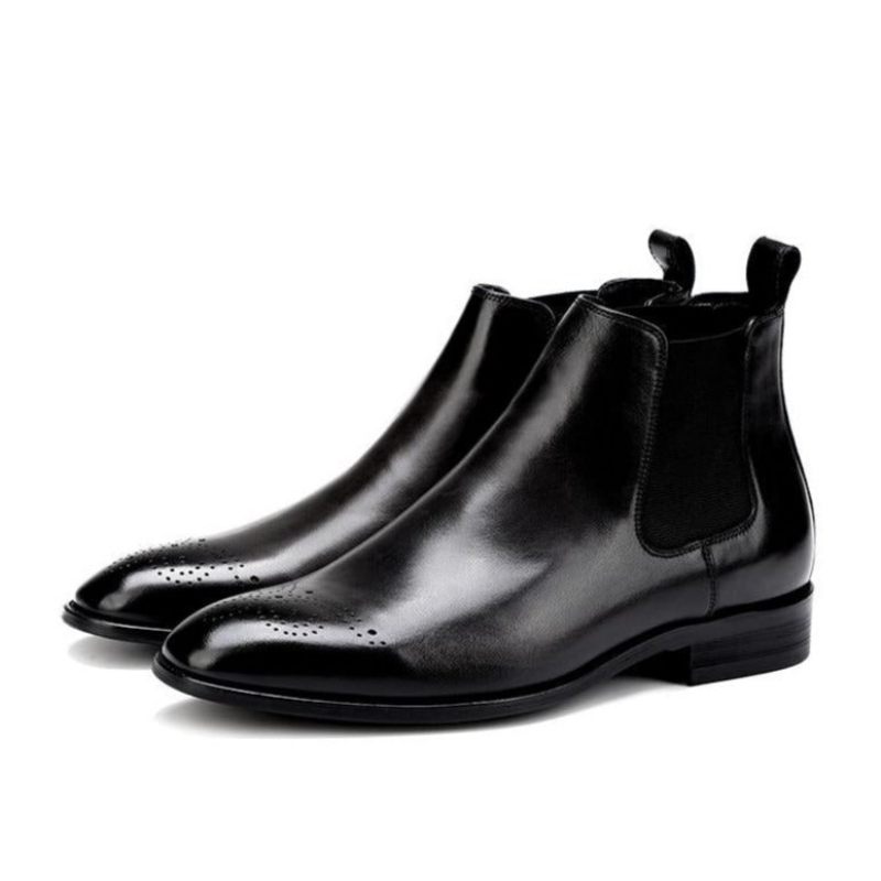 Herrenstiefel Slip-on-stiefeletten Mit Flachem Absatz - Schwarz