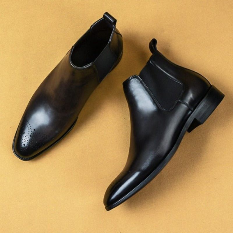 Herrenstiefel Slip-on-stiefeletten Mit Flachem Absatz - Schwarz