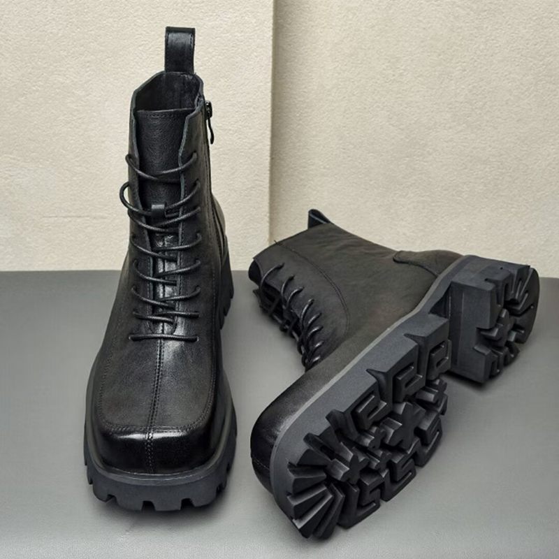 Herrenstiefel Stiefeletten Mit Eckiger Zehenpartie - Schwarz