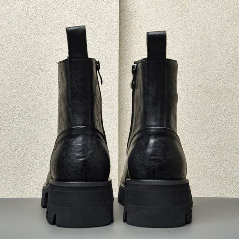 Herrenstiefel Stiefeletten Mit Eckiger Zehenpartie - Schwarz