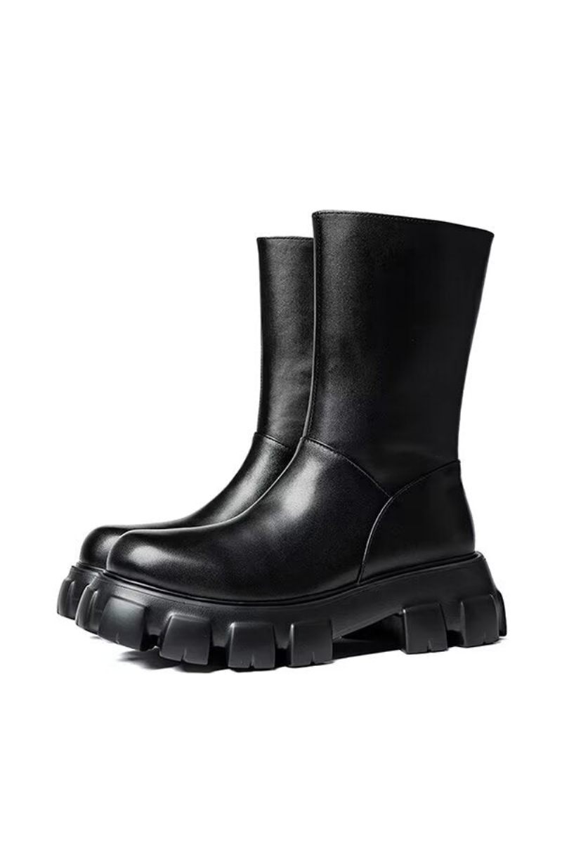 Herrenstiefel Stiefeletten Mit Runder Spitze