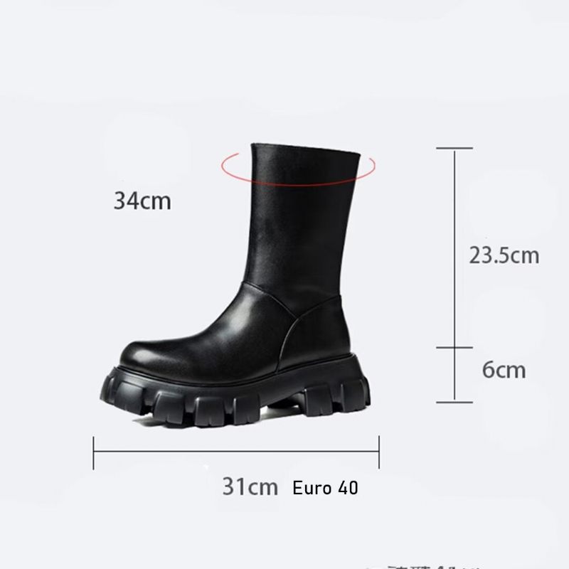 Herrenstiefel Stiefeletten Mit Runder Spitze - Schwarz