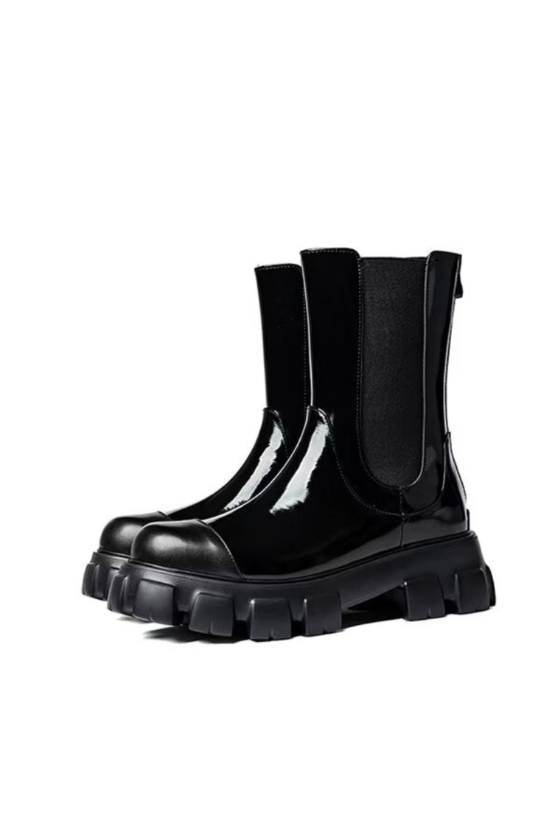 Herrenstiefel Trendsetter Stiefel Aus Rindsleder Mit Runder Spitze - Schwarz