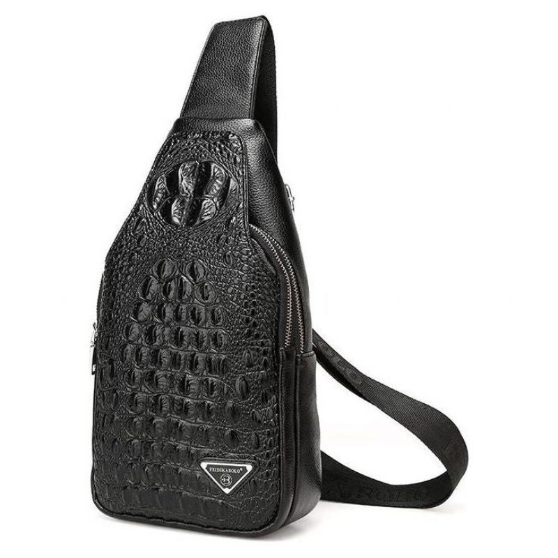 Umhängetaschen Für Herren Exotischer Sling-rucksack Mit Kroko-print Und Einem Riemen